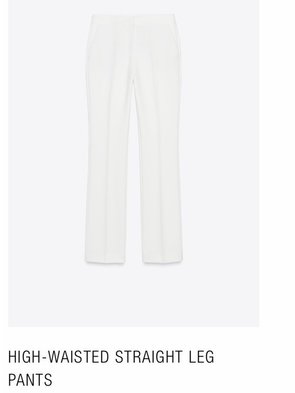 Zara White High-Waisted Straight Leg Pants